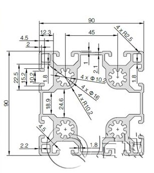 9090鋁型材截面參數