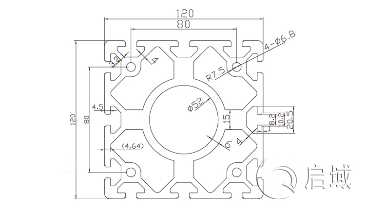 工業鋁型材120120A圖紙